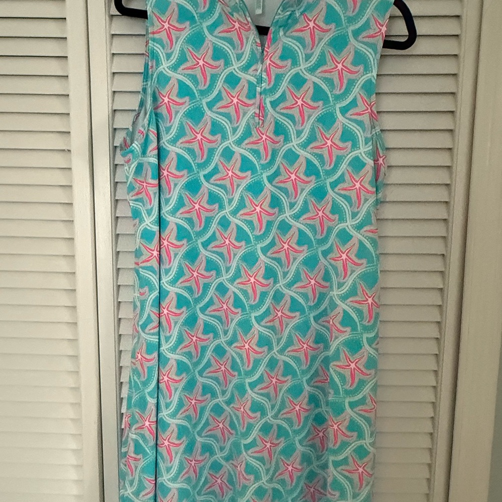 Starfish Patterned Mini Dress - Blue and Pink